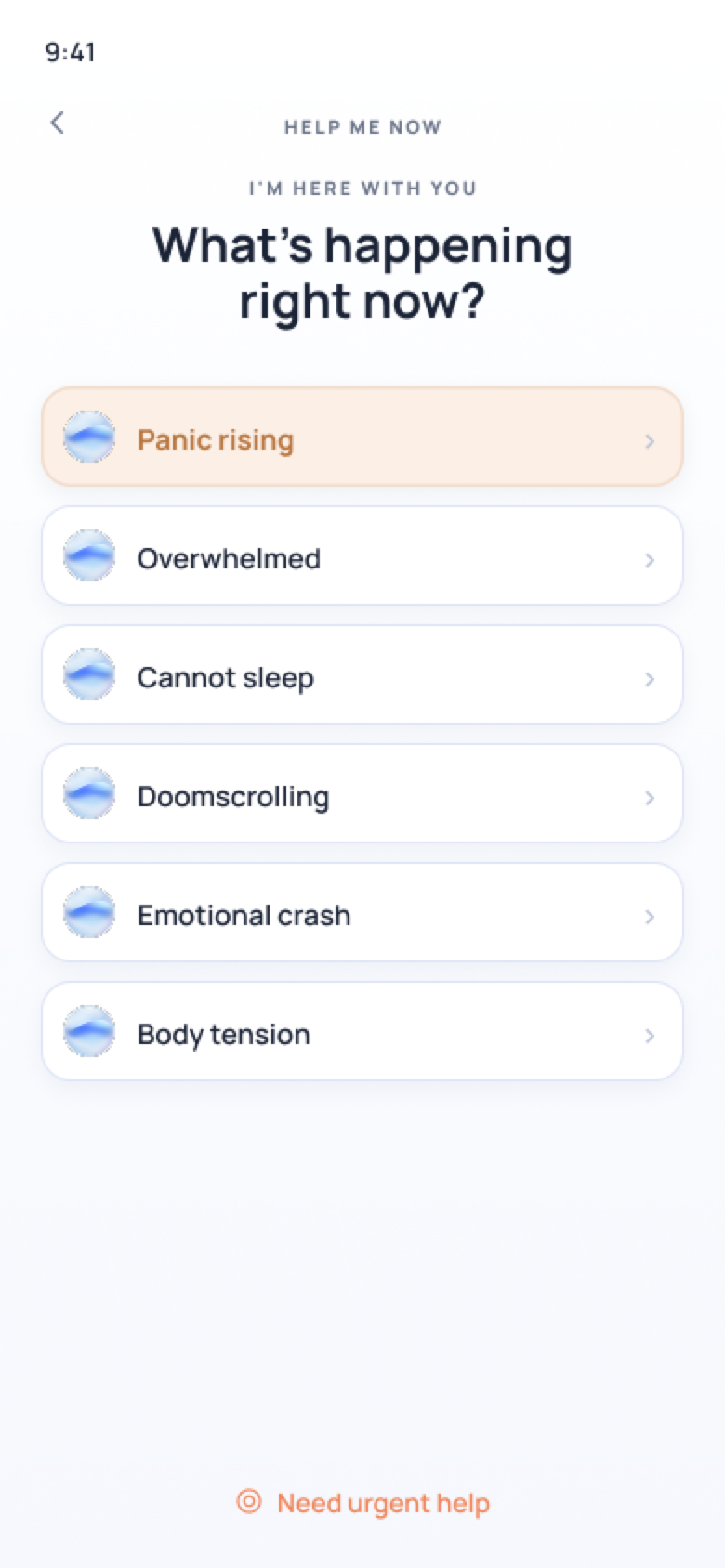 Elys — Help me now: name what you're feeling, get the right practice